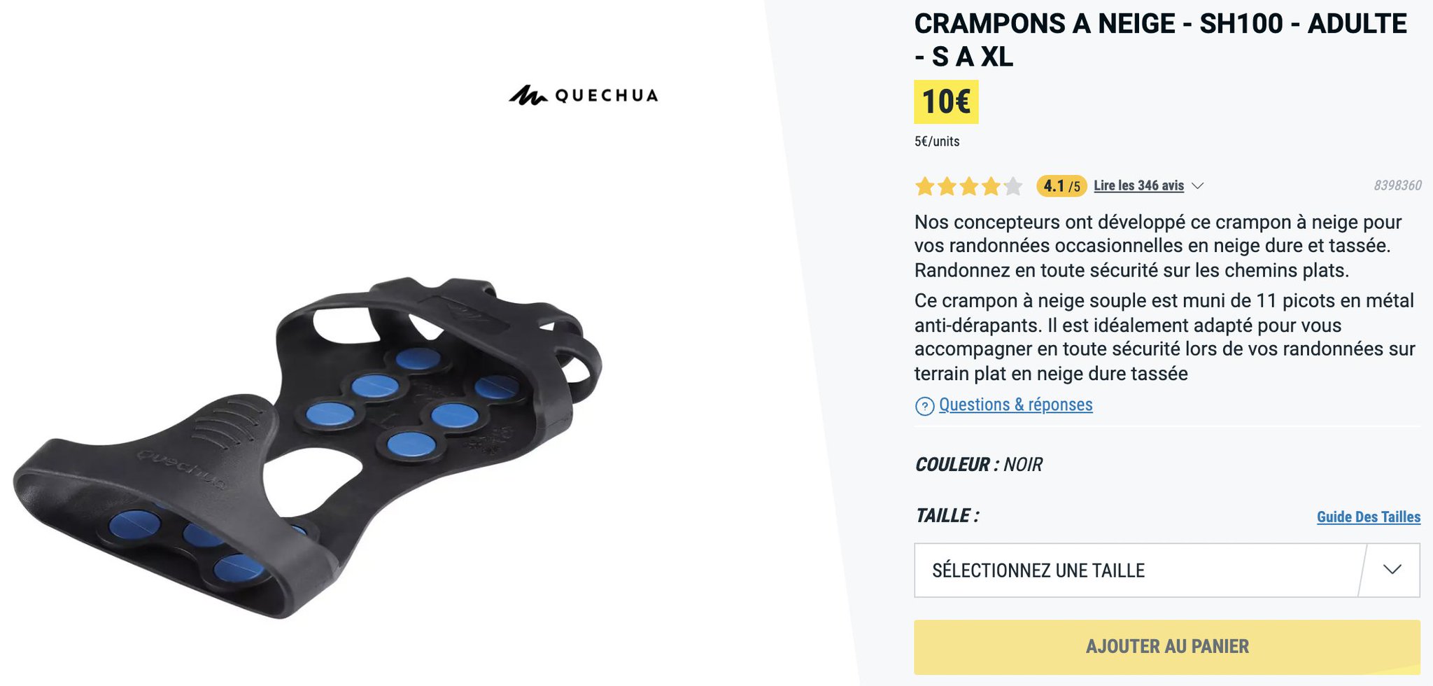 CRAMPONS A NEIGE - SH100 - ADULTE - S A XL