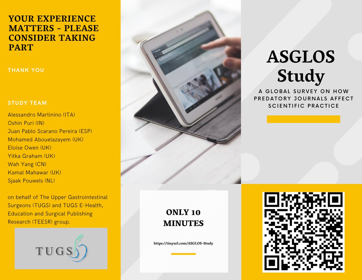 #Predatory #journals are an increasing problem for scientific practice in general. Very often ‘peer-review’ is not done, and this hampers scientific quality, validity, integrity and can have significant consequences.

tinyurl.com/ASGLOS-Study

Thank you, 
ASGLOS Study team