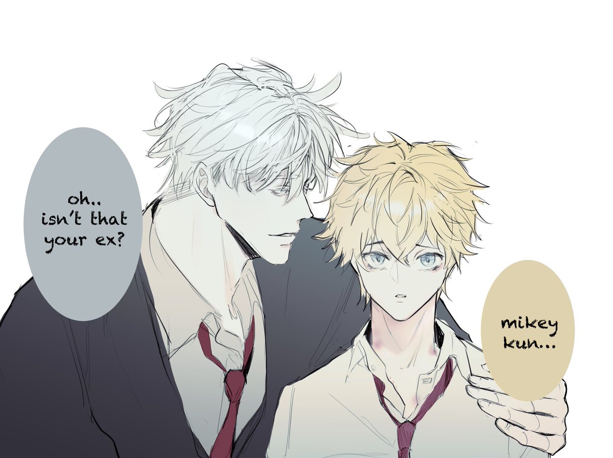 hpnotixxx's tweet photo. ♂️ senju x takemichi 
#sentake 

Senju took takemichi on a date then he saw someone….. 

( someone ask me to translate so here is the English version ! ) https://t.co/vR760mczMe