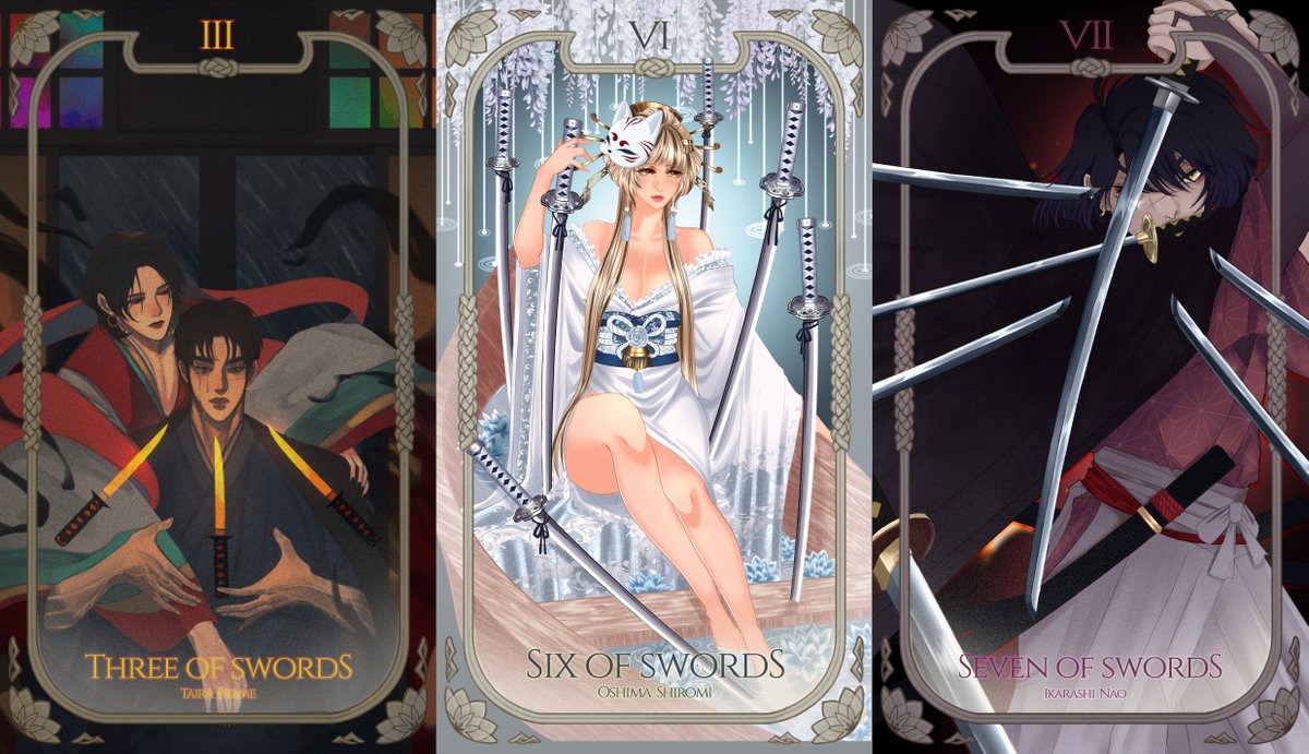 gnb_yata's tweet photo. #GNBxTarot

The Tarot Minor Arcana: Swords

Three of Swords.
Six of Swords.
Seven of Swords.
Eight of Swords.
Nine of Swords.
Ten of Swords.
Knight of Swords. https://t.co/8z9Y3zQbBJ
