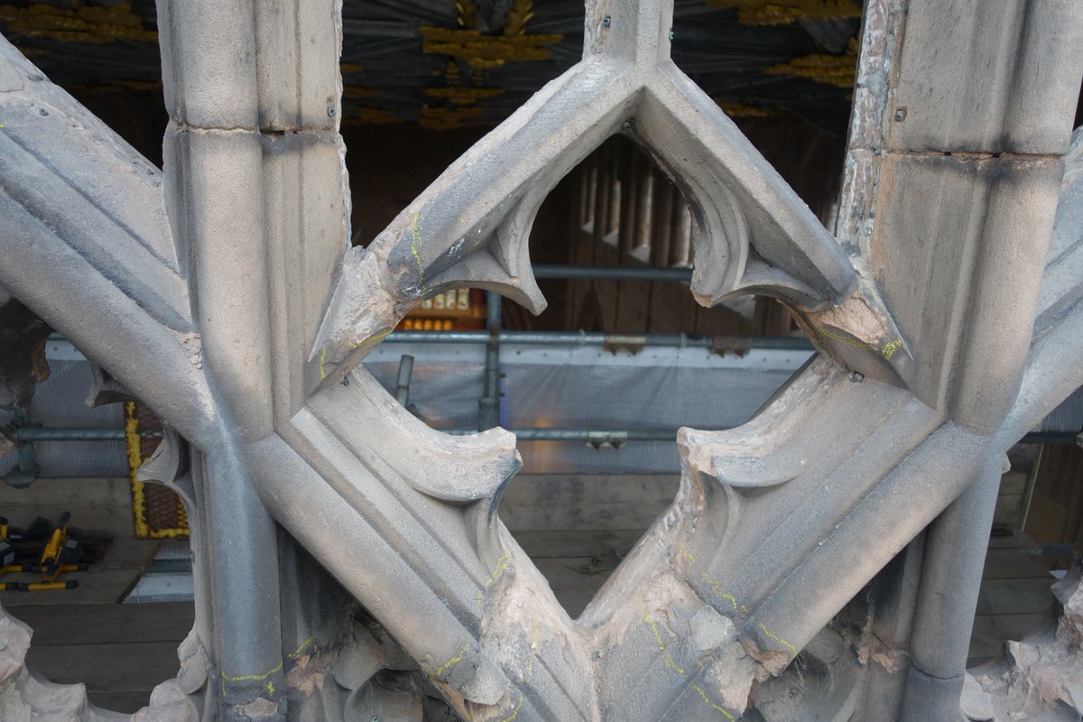 Great view of the current project to restore the great West Window <a href="/RothMinster/">Rotherham Minster</a> with the removal of the glazing by BarleyStudio revealing the true extent of damage to the stonework thanks to <a href="/DCMS/">Department for Culture, Media and Sport</a> Culture Recovery Fund and <a href="/HistoricEngland/">Historic England</a>