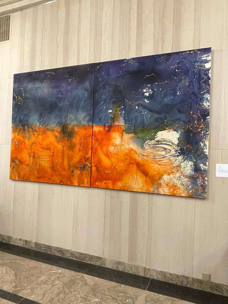 NOIweala's tweet photo. We opened a beautiful exhibition of African Art at the @WTO to showcase young African talent, especially female talent! Please enjoy art from #NengiOmuku, #HelenTeede, @Atieno_Jess and Ifesinachi Nwanyanwu @environment_one. https://t.co/4ltk6DcBvS