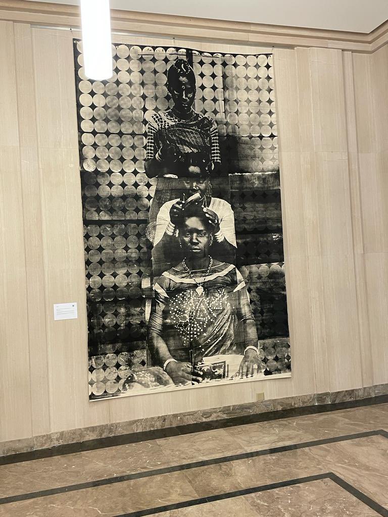 NOIweala's tweet photo. We opened a beautiful exhibition of African Art at the @WTO to showcase young African talent, especially female talent! Please enjoy art from #NengiOmuku, #HelenTeede, @Atieno_Jess and Ifesinachi Nwanyanwu @environment_one. https://t.co/4ltk6DcBvS