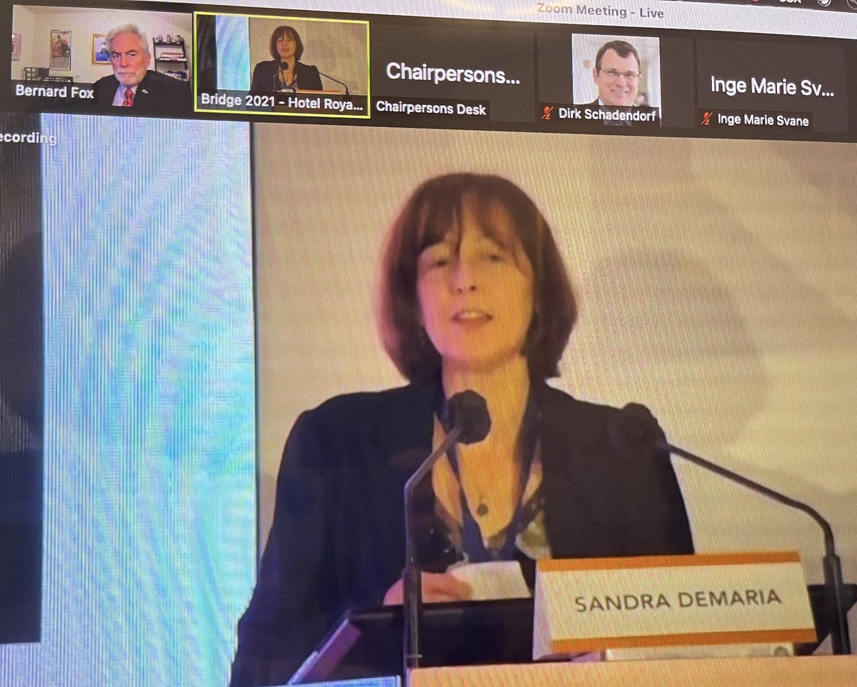 BernardAFox's tweet photo. Prof. Sandra Demaria #tumor #immunology / #radiation Expert @WeillCornell presents data showing how Radiation increases expression of antigens, MHC I & II, & death receptors sensitizing tumor to immune response/lots of unpublished data @FondMelanoma #IOBridge2021 @PAscierto https://t.co/U0fKI1QM0w