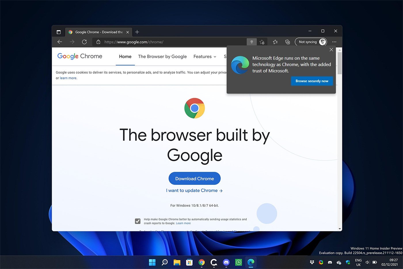 Tom Warren On Twitter Microsoft Is Now Using Special Prompts On The Chrome Download Page In Edge On Windows To Try And Stop People Downloading Google S Browser Details Here Https T Co Eacz76to8q Https T Co Yrwm8g3vcn