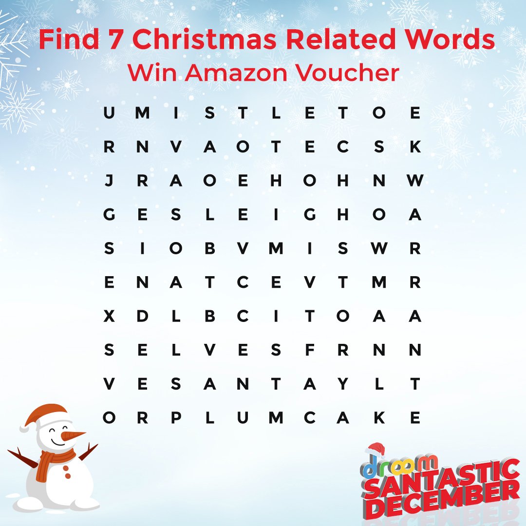 And here comes the 2nd question of the #contest! 🎄🎅✨
Let's find the words santastically to win an #AmazonVoucher worth Rs. 500.🎁
- Follow us on Twitter
- Comment using #DroomSantasticDecember
- Tag 5 friends
T&amp;C: bit.ly/3phARmg
#ContestAlert #Giveaway #TwitterContest