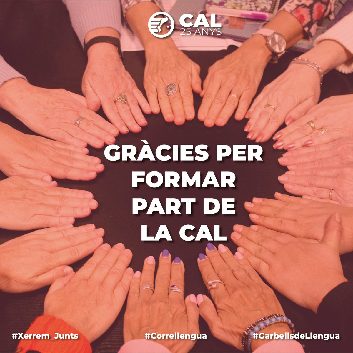 CAL_cat's tweet photo. 📢 Des de la CAL volem donar les gràcies a totes les persones voluntàries que fan possible el funcionament de l'entitat.

Des del Secretariat Nacional fins els organitzadors del #Correllengua, passant pels i les guies del #Xerrem_Junts i garbellaires de #Garbells de Llenguaua https://t.co/G3qN1k13em