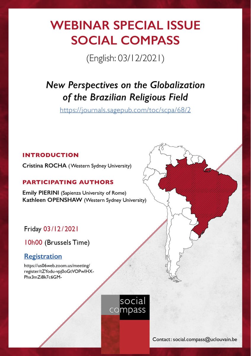 EmilyPierini's tweet photo. Join us tomorrow!
Special Issue “New Perspectives on the Globalization of the Brazilian Religious Field” https://t.co/rAuKCUoPnL 
Registration: https://t.co/tqSg3uoaFB https://t.co/yXfKz5Peyc