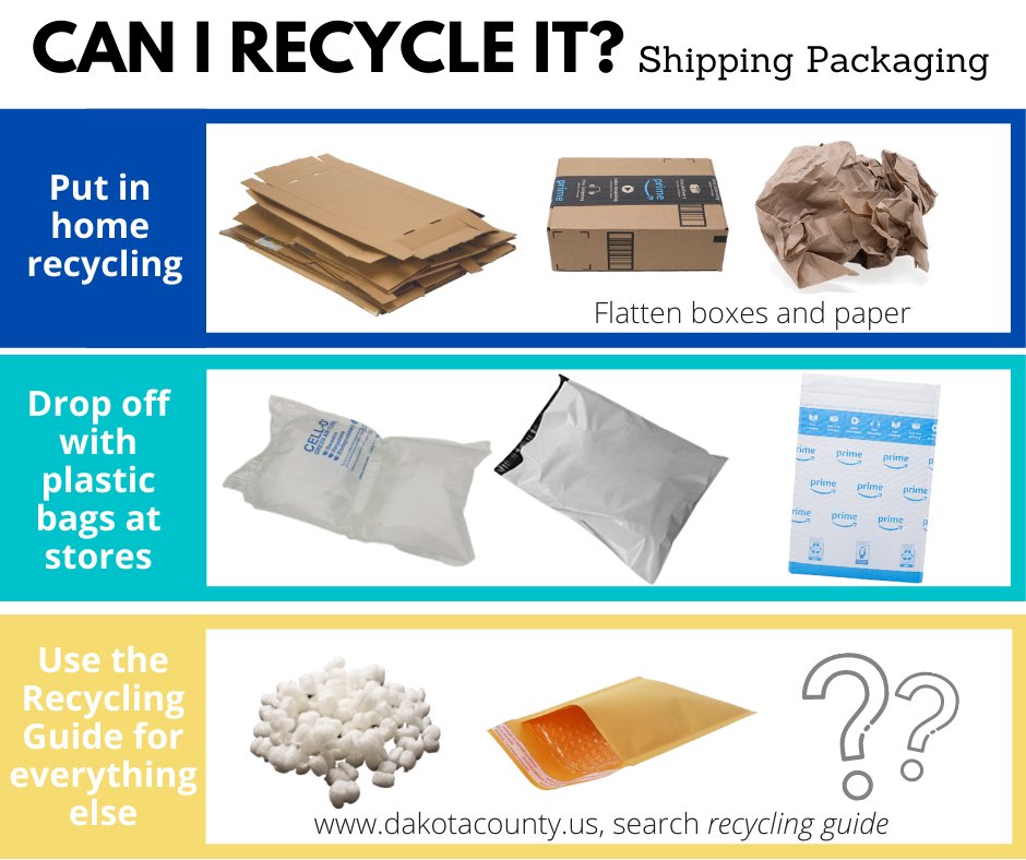 DVRecycling's tweet photo. Have your #CyberMonday orders arrived? Paper and cardboard are great for home recycling. Find drop-off locations for what can't go in your recycling bin in our Recycling Guide: https://t.co/9VPix67G2E
#OnlineShopping #Amazon #BubbleMailer #PackingPeanuts #PlasticFilmRecycling https://t.co/lflDvcE9ch