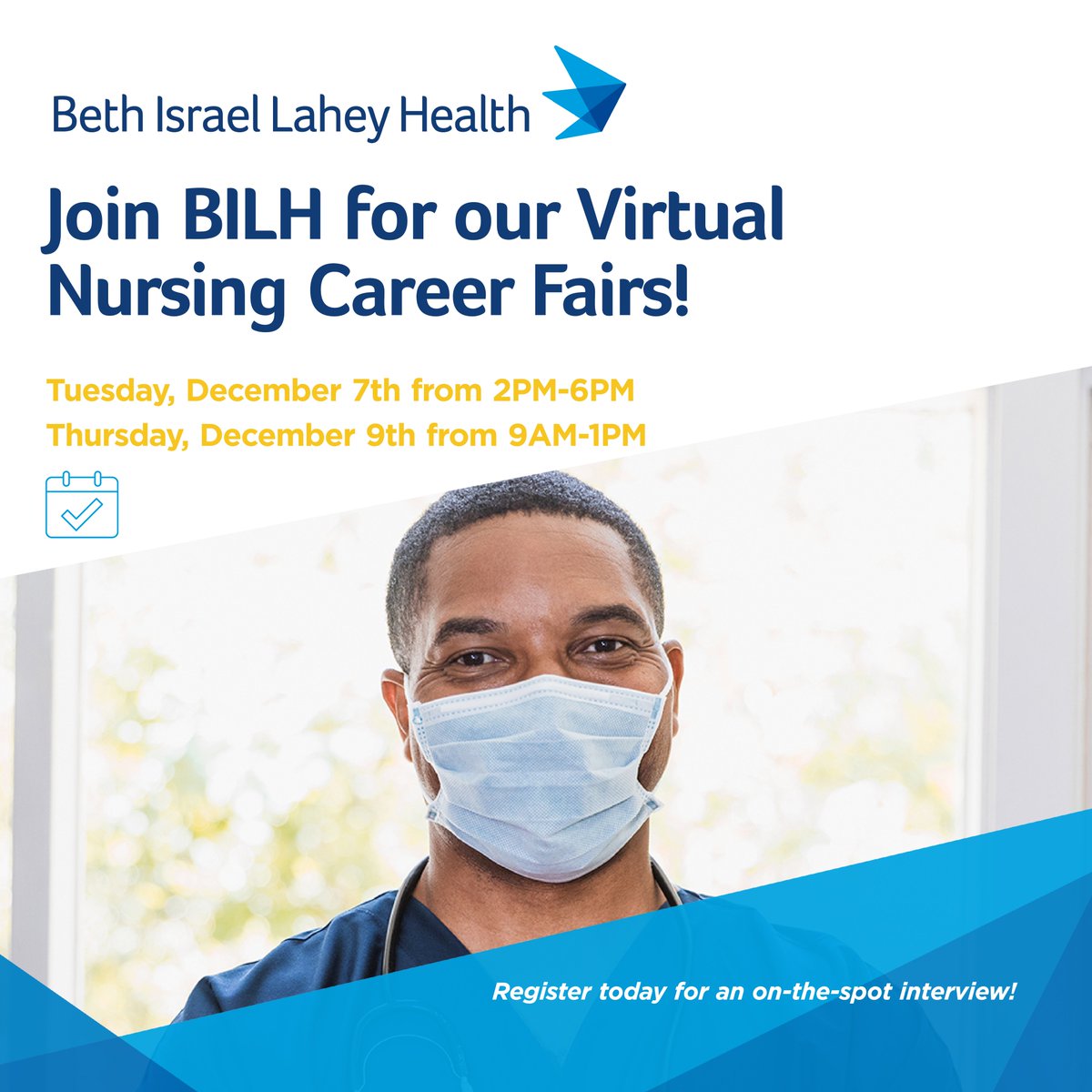 BIDMCCareers's tweet photo. Registration is OPEN! Sign up today for your chance to interview with one of our Talent Partners! 
December 7th: https://t.co/uGu1TF81UR
December 9th: https://t.co/Y1DvLRvxYF https://t.co/TAPUShiEBm