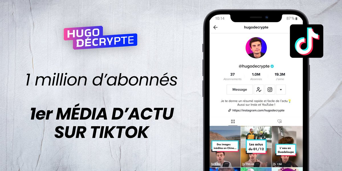 HugoDecrypte's tweet photo. + 300 000 abonnés en 30 jours. 🥵

Premier média d'actu sur TikTok en France, merci. ❤️🚀🚀 #ToTheMoon https://t.co/mQVjuHlOAP