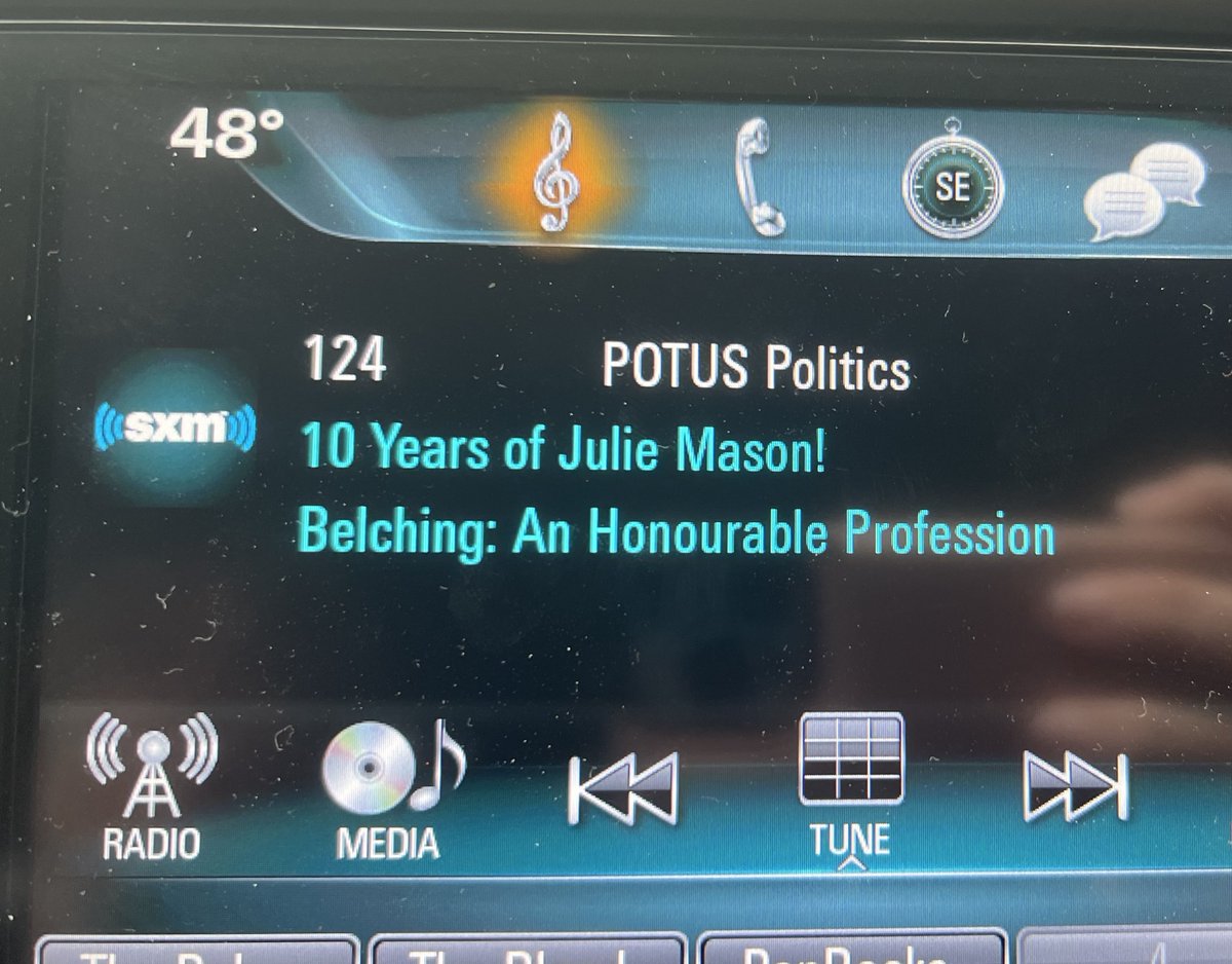 Congratulations to @juliemason @patrickferrise for a whole decade on @SXMPOTUS - @MasonMornings always covers the most important topics of the day #belching