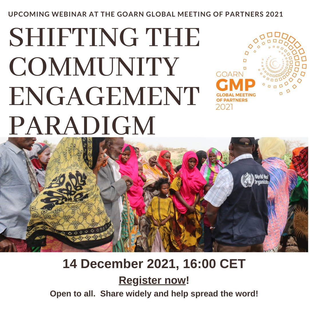 WHOGOARN's tweet photo. @WHOGOARN & the RCCE #CollectiveService are hosting a webinar to explore new effective partnerships with #communities in #healthemergencies. Register now at https://t.co/MoG56cWwit and share widely #GMP2021 #OneWorldOneResponse https://t.co/ToCD89hUGy