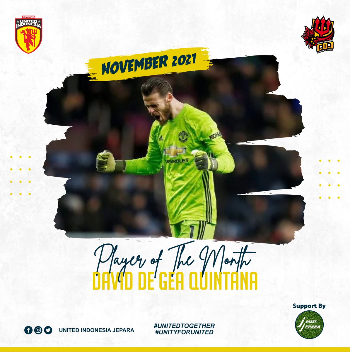 Selamat <a href="/D_DeGea/">David de Gea</a> terpilih menjadi Manchester United's Player of the month November 2021.

#MediaCOJ
#UnitedIndonesiaJepara
#UnitedIndonesia
#UnitedTogether
#UnityForUnited