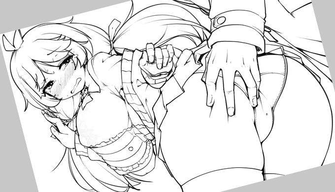 冬の気弱爆乳マゾJKが痴漢から助けてもらった教師からお尻を掘られまくる本の表紙ラフです 