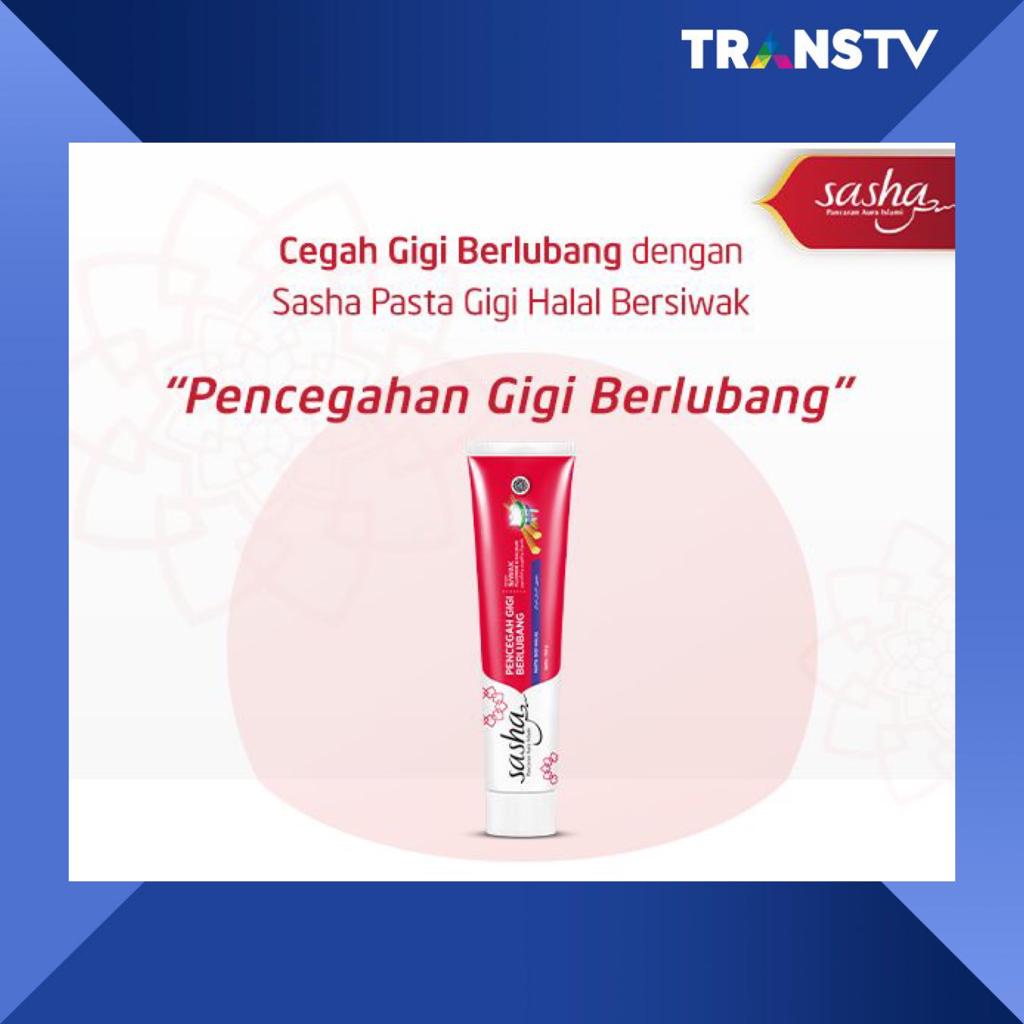 TRANSTV_CORP's tweet photo. Sasha Pasta Gigi Halal Bersiwak Pencegahan Gigi Berlubang, memberi perlindungan pada lapisan gigi dari bakteri penyebab gigi berlubang.
#GigiSehatSasha #HijrahBerawaldariMulut #SashaHalalToothpaste #PastaGigiSasha #HalalToothpaste #Siwak https://t.co/qoEDU6au45