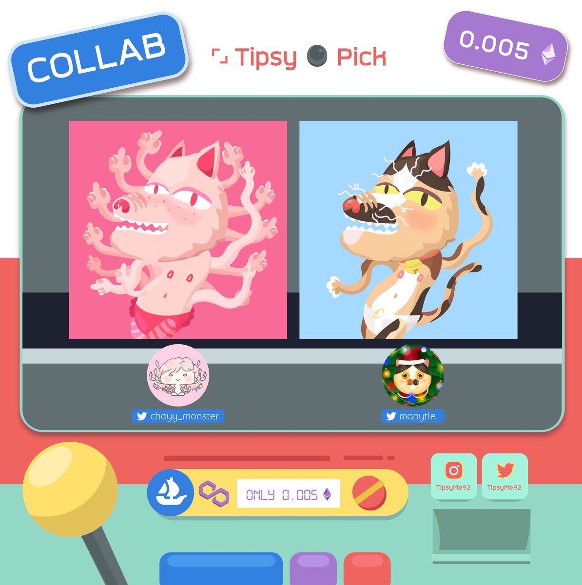 Tipsy📸Pick [polygon]
[ FUNNY_COLLAB ]
Let’s enjoy Yeahh~
🎰opensea.io/collection/tip…
Thankyou  @choyy_monster / <a href="/manytle/">😺 Manytle ꜩ 🐈💜15</a> 

#NFT #NFTs #NFTTHAILAND #nftcollector #NFTCommunity #NFTdrops