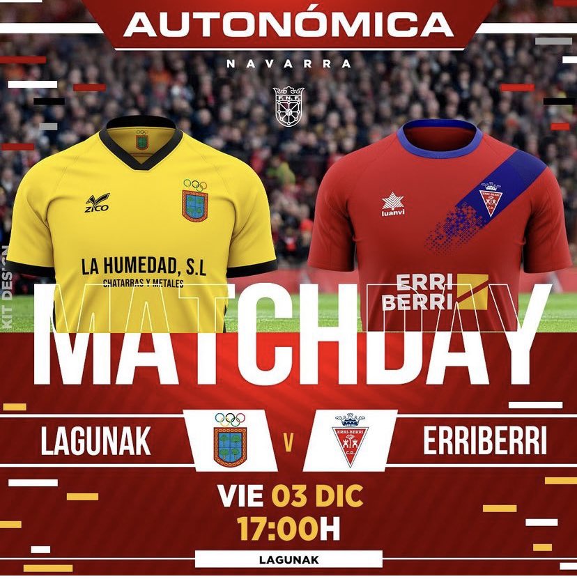 Lagunak_Footlag's tweet photo. AUTONÓMICA 

@Lagunak_Footlag vs @CDERRIBERRI 

📆 3 DICIEMBRE (😇 SAN F. JAVIER)

⏰ 17,00 Horas

🏟 S.M. LAGUNAK 

Abonados: GRATIS 

NO Abonados: 8€ 💶

#AupaLagunak #AupaAmarilos 💛🖤 https://t.co/U2NFSOtmVH