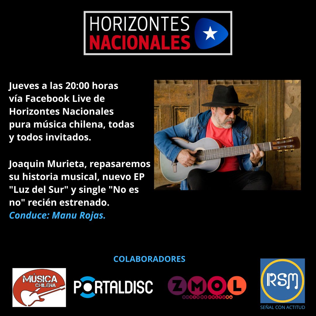 manurojasfotos's tweet photo. Hoy Jueves junto a Joaquin Murieta, conoceremos su nuevo Ep, single y video, a las 20:00 horas vía Facebook Live de Horizontes Nacionales los y las esperamos...¡¡¡
@JoaquinMurietaB
@manurojasfotos
#joaquinmurieta
#zmol
#portaldisc
#musicachilena🇨🇱
#horizontesnacionales🇨🇱 https://t.co/cWuuypKnTe