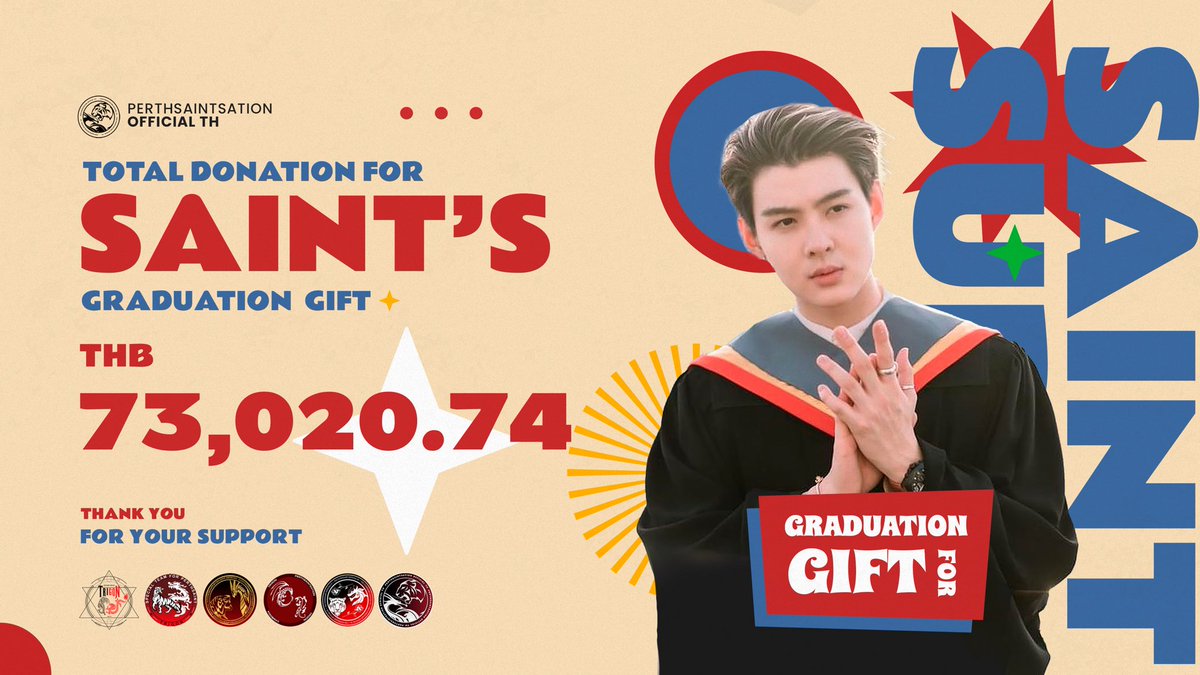 ⚠️ ANNOUNCEMENT ⚠️
Saint’s Graduation Gift Donation
.
Duration : 24.11.2021 - 1.12.2021
💸 Total : 73,020.74 Baht 
.
Thanks for you unconditional love and support ❤️🐉 ยอดเจ็ดหมื่นสาม มีใครอยากโอนปัดเศษสัก สองหมื่นเจ็ดมั้ยคะ 🌚 ขอบคุณไทก้อนทุกคนค่าาา จะทำของขวัญออกมาให้ดีที่สุด!