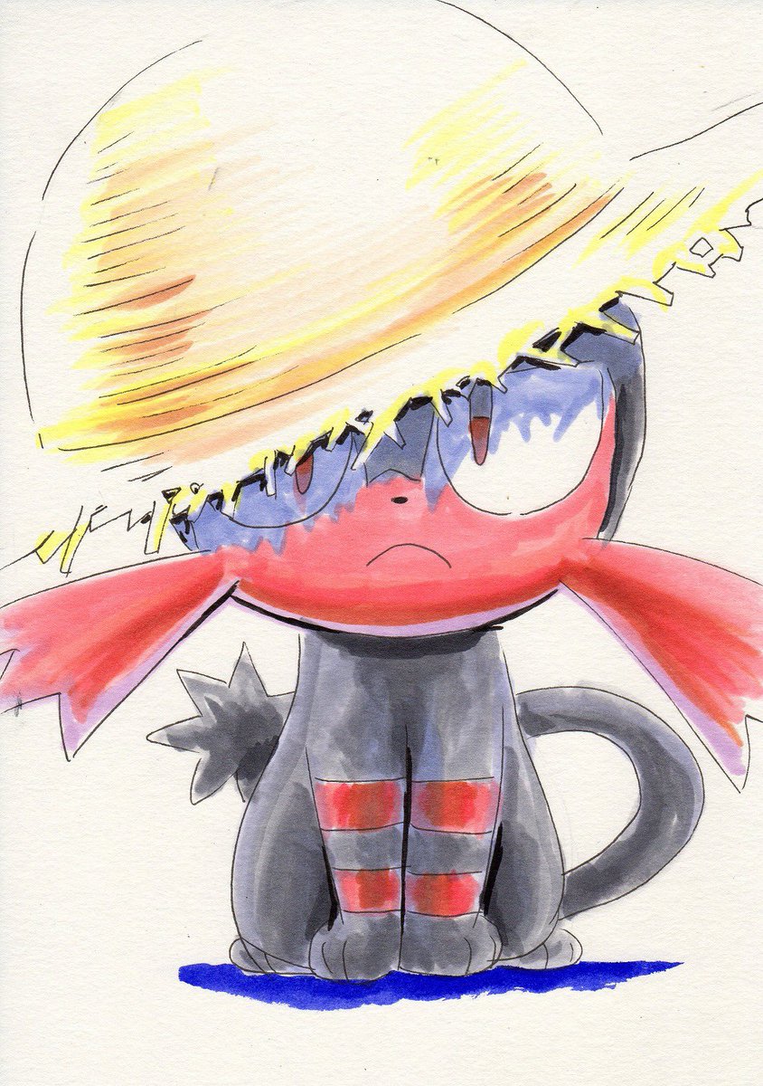 no humans pokemon (creature) solo hat closed mouth straw hat traditional media  illustration images