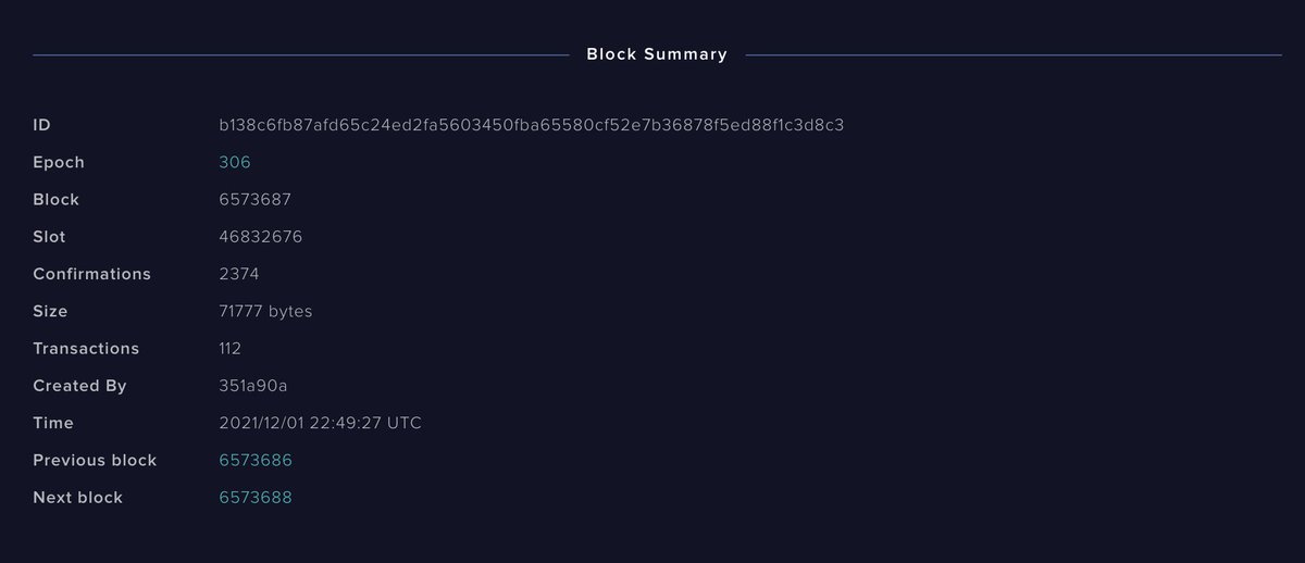 Como nota informativa en la firma de nuestro primer bloque con el nuevo tamaño por bloque de 72KB, Quixote Dream Pool ya ha aprovechado este nuevo tamaño, añadiendo a la cadena de bloques de Cardano un bloque de 71777 Bytes (70,09 KB).

Esto funciona y muy bien!!