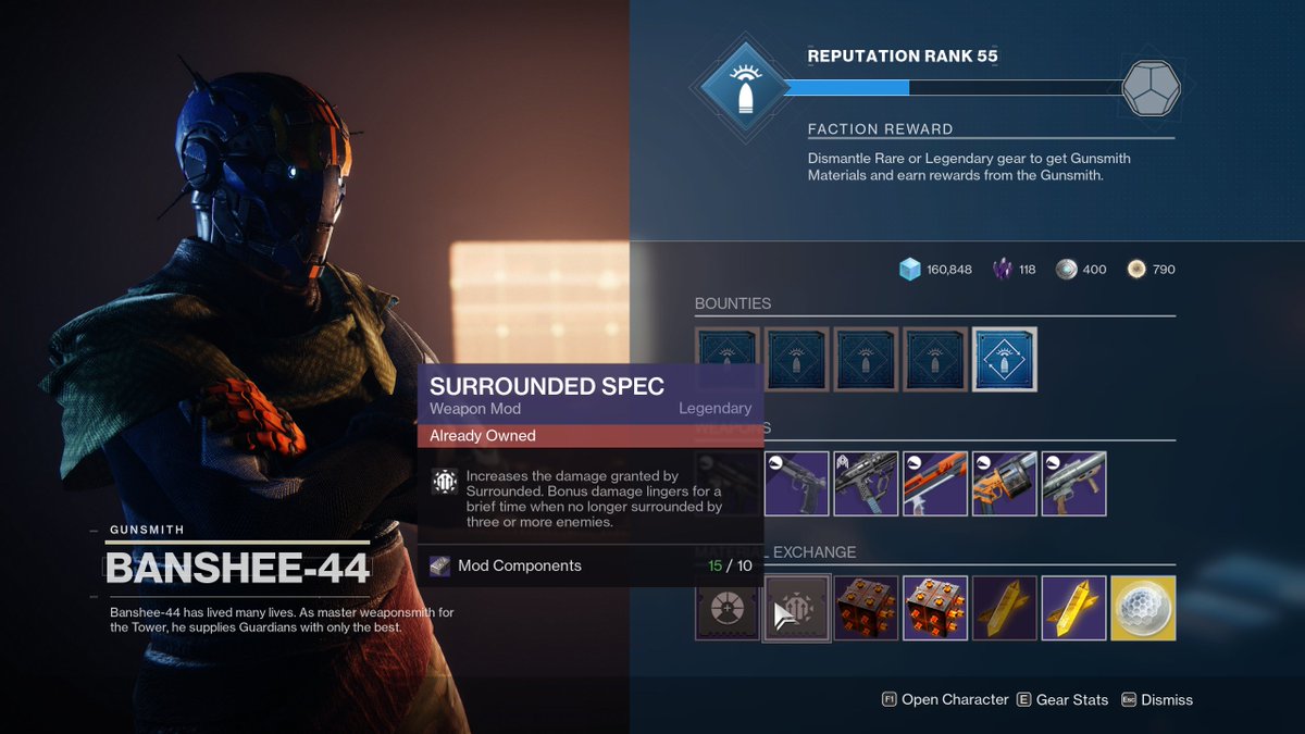 Awaken_Fury's tweet photo. Destiny 2 Vendor BANSHEE-44 at the TOWER is Selling SURROUNDED SPEC mods, Get it before daily reset 

THE NEW SANDBOX IS COMING NEXT WEEK.  

#Destiny2 
#banshee44
#chargedwithlight
#destiny2vendors
#gamers 
#twitch 
#streamer
#games
#destiny2builds
#gamergirls 
#mods https://t.co/ykaRjL9yxZ