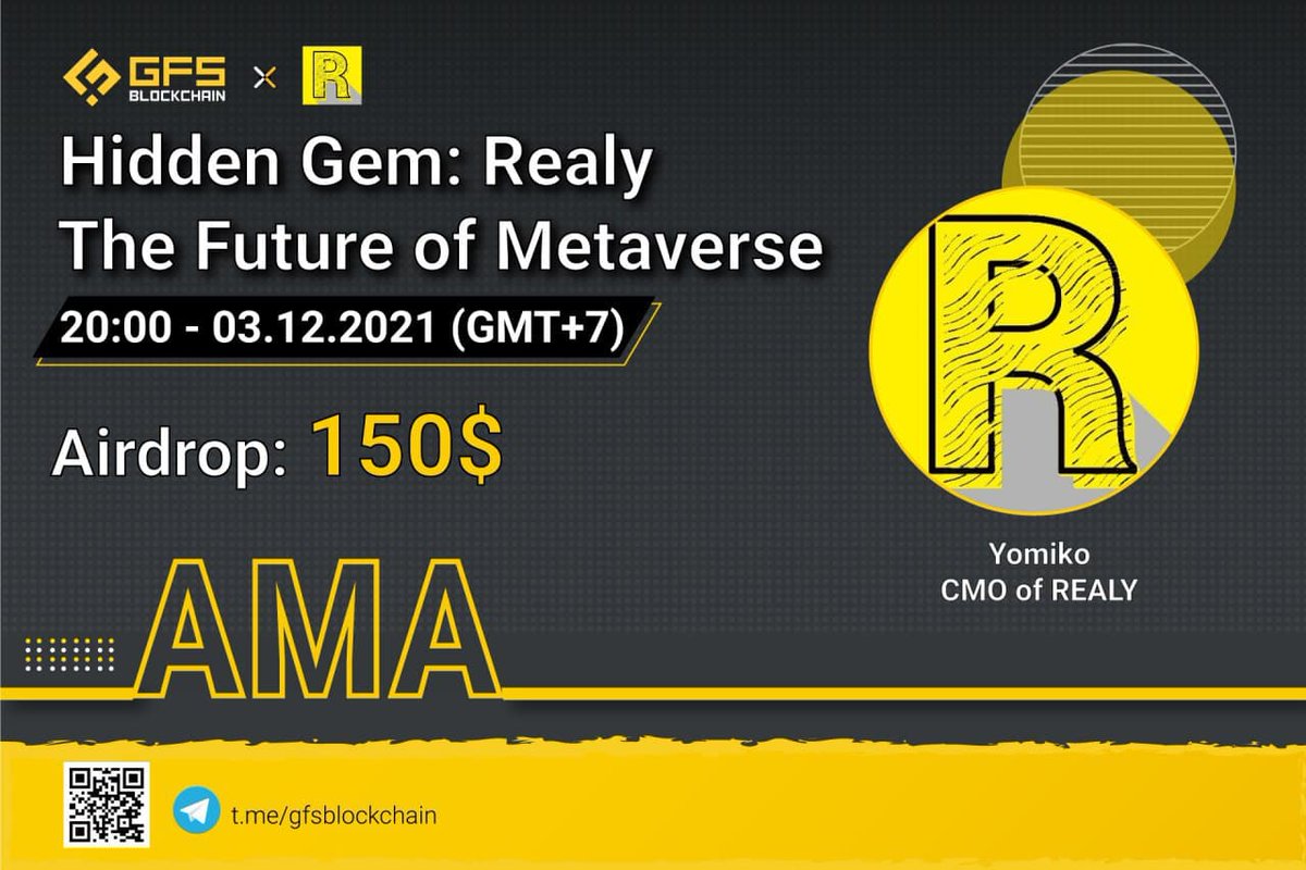 GFI_Ventures's tweet photo. 📌 @GFS_Blockchain will have a live AMA session with 
@RealyOfficial 

🔥 Venue: https://t.co/v2ApLMn6ET
⏰ Time: 20:00 - December 03, 2021 (GMT+7)
👉 Retweet &amp; Ask questions here: https://t.co/GLrGSseVNU https://t.co/2paNKCXFEG