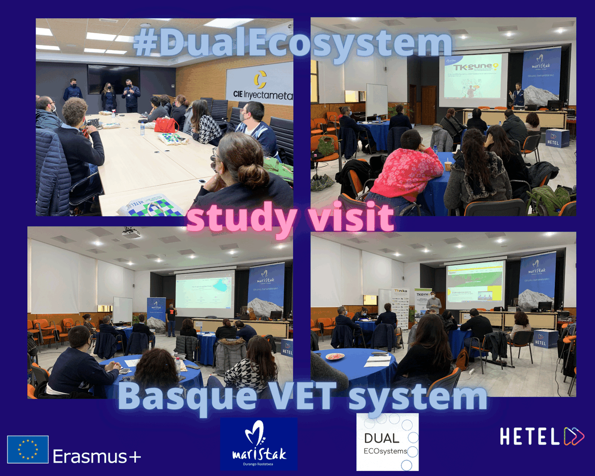 HETELFP's tweet photo. #DualECO study visit to Basque Country. Getting to know our vocational education ecosystem. They congratulate the collaboration of VET agents and schools in our region. Abantean! https://t.co/5bTTKq8IaA #erasmusplus #Europeanproject #VETsystem #sharing #goodpractices #fpeuskadi https://t.co/oloeIocWFF