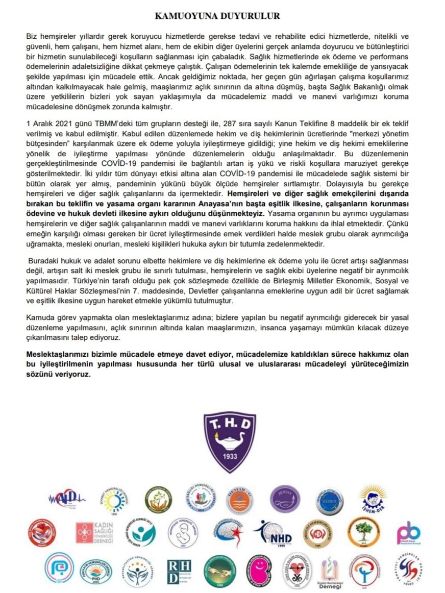 Kamuda görev yapmakta olan meslektaşlarımız adına; bizlere yapılan bu negatif ayrımcılığı giderecek bir yasal düzenleme yapılmasını, açlık sınırının altında kalan maaşlarımızın, insanca yaşamayı mümkün kılacak düzeye çıkarılmasını talep ediyoruz.
#Sağlıkçıişbırakıyor