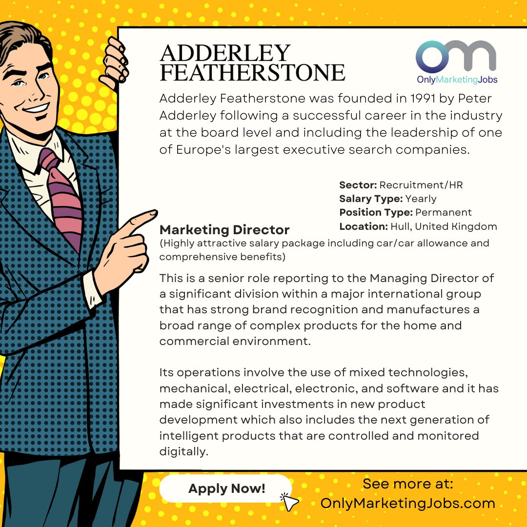onlymarketing's tweet photo. Today we're bringing you an incredible opportunity at Adderley Featherstone!

This is a Marketing Director role based in Hull.

See more about Adderley Featherstone and the role here: https://t.co/v8YoJm2O5H

#marketing #jobopportunity #recruitment https://t.co/OvnU8vLhXP