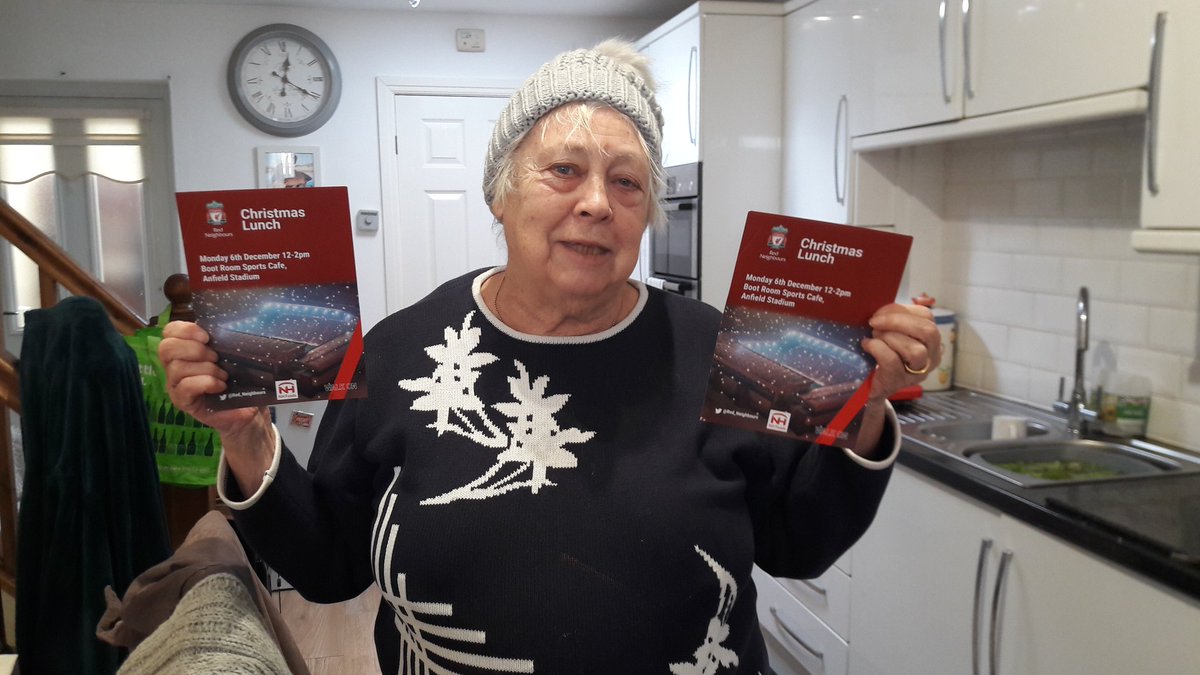 Lillian of Anfield Village and <a href="/AlleyAngels/">Alley Angels</a> is excited to receive her <a href="/Red_Neighbours/">Red Neighbours</a> Christmas Lunch tickets. Lillian acts a great neighbourhood watch for her local community.