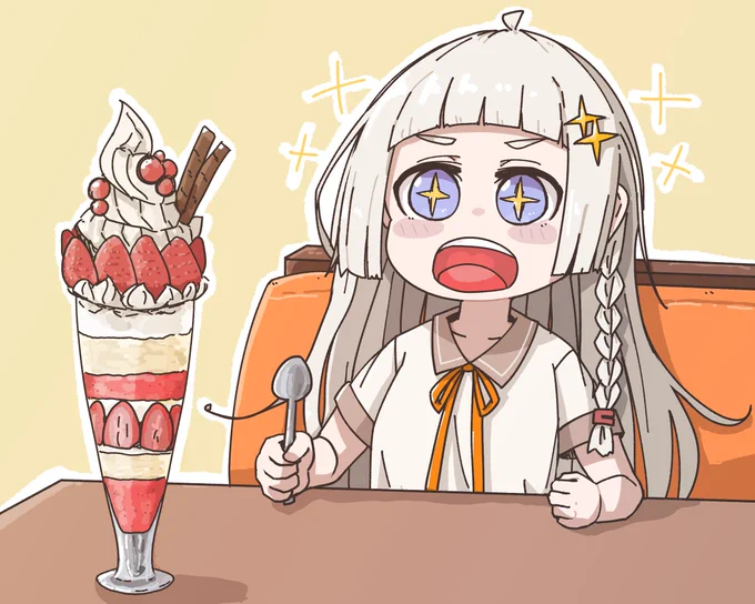 BIGパフェと蕾あかりちゃん 