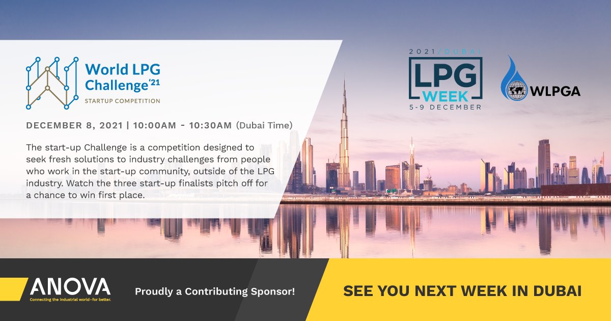 anovasolutions's tweet photo. #LPGWeek is happening next week! Join @anovasolutions to find out the winner of the World LPG Challenge '21. #SeeYouThere!
Book your meeting with Anova today: 👉 https://t.co/tPbhIGQiDf
@WorldLPGAssoc #Dubai #LPG #LPGtankmonitoring #PropaneTankMonitoring #IoT #easyreliableworthit https://t.co/KG2RWsZ48t
