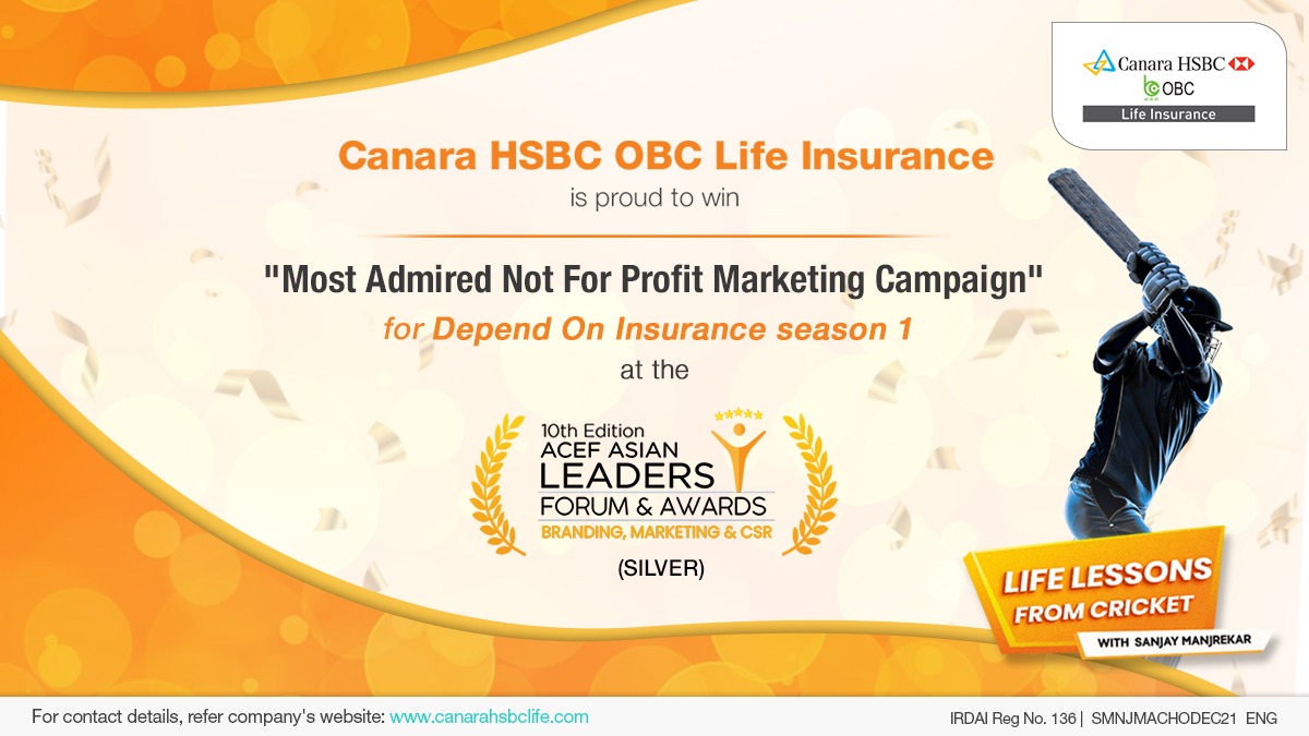 CanaraHSBCLI's tweet photo. We are proud to announce that our campaign "Depend On Insurance" has been awarded Silver in the category of 'Most Admired Not For Profit Marketing Campaign' at 10th Edition ACEF Asian Leaders Forum &amp; Awards 2021. 

#MarketingAwards #ACEFAsianLeadersAwards #DependOnInsurance https://t.co/iqODfODjfo