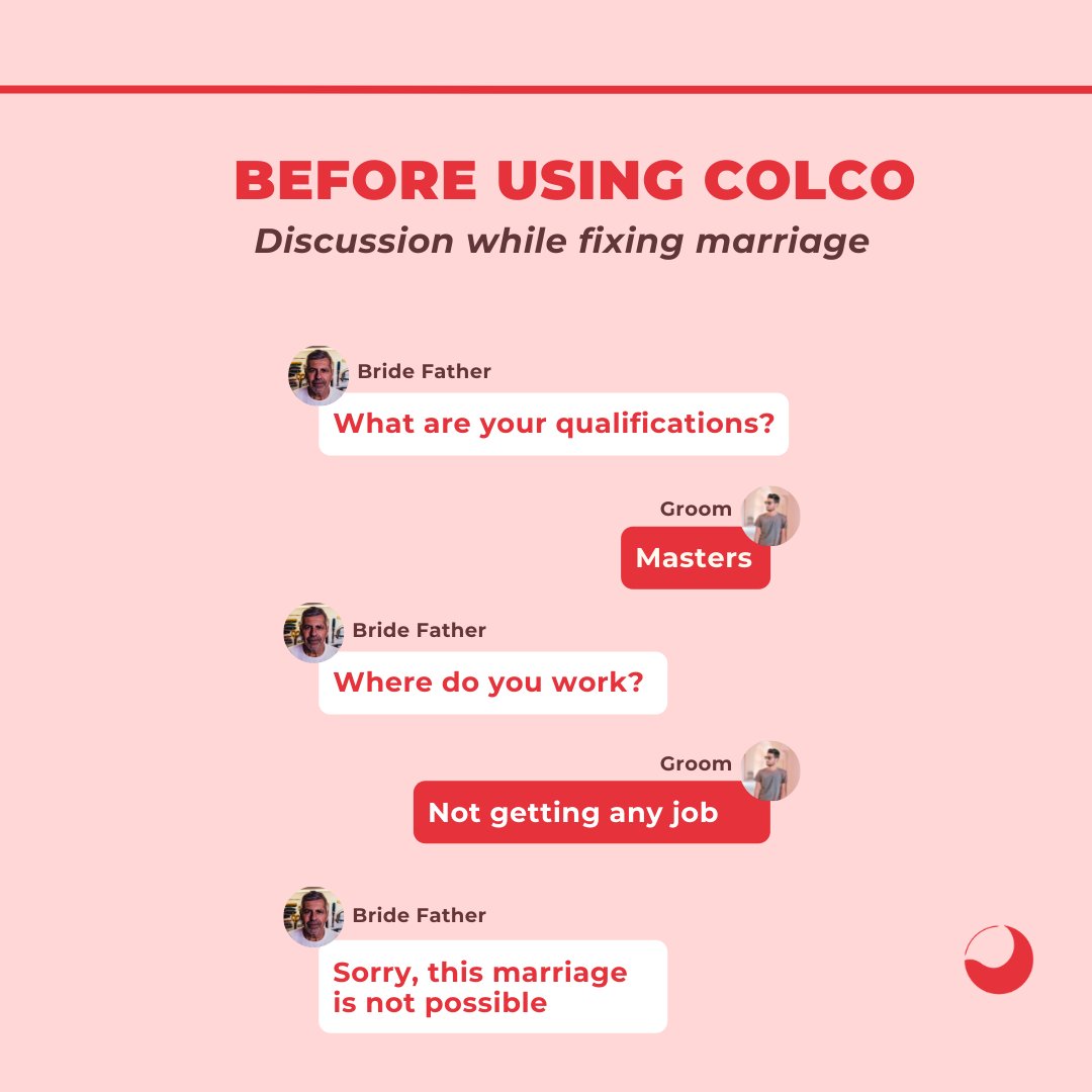 ColcoApp's tweet photo. Are you planning to get married?
But getting rejected due to not having a job or a good salary.
No worries, COCLO can help you with that.
Now find jobs easily.
With #COLCO you can,
Get Automated job recommendations
Apply through Video resume to stand out
#jobseeker #hiring #job https://t.co/3yw2FHg3oS