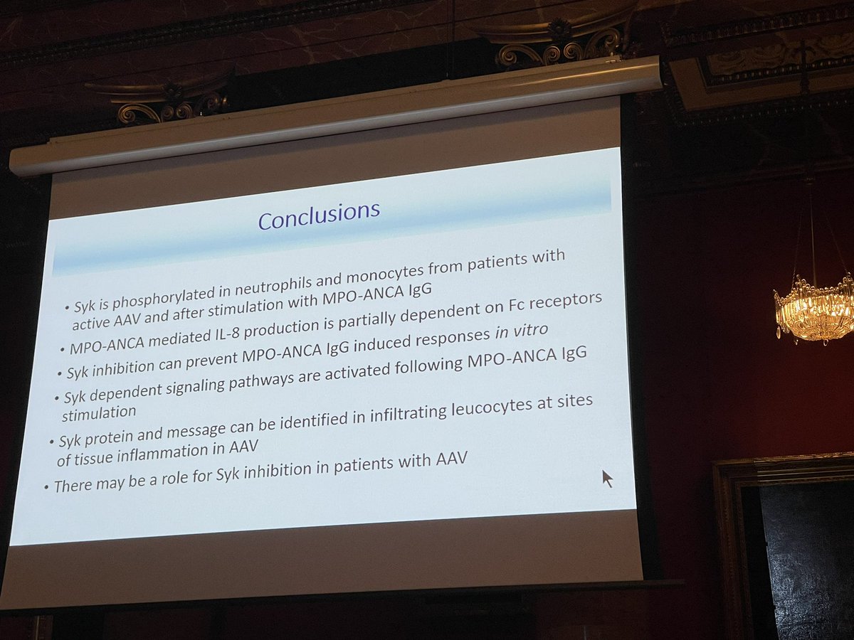 Prof Liz B ๐ฌ๐ง๐ฎ๐ฑ๐บ๐ฆ๐ต๐ธ (@kidneydoc101) on Twitter photo Beautiful work presented by <a href="/Maria_Prend/">Maria</a> on role of #SyK in #AAV - tissue & multiple cell type analysis. #Sykinhibition in #patients next?
#RSMNephrology
<a href="/stephenmcadoo/">Stephen McAdoo</a> <a href="/KavGul6/">Kavita Gulati</a> <a href="/Kidney_Research/">Kidney Research UK</a> Beautiful work presented by <a href="/Maria_Prend/">Maria</a> on role of #SyK in #AAV - tissue & multiple cell type analysis. #Sykinhibition in #patients next?
#RSMNephrology
<a href="/stephenmcadoo/">Stephen McAdoo</a> <a href="/KavGul6/">Kavita Gulati</a> <a href="/Kidney_Research/">Kidney Research UK</a>