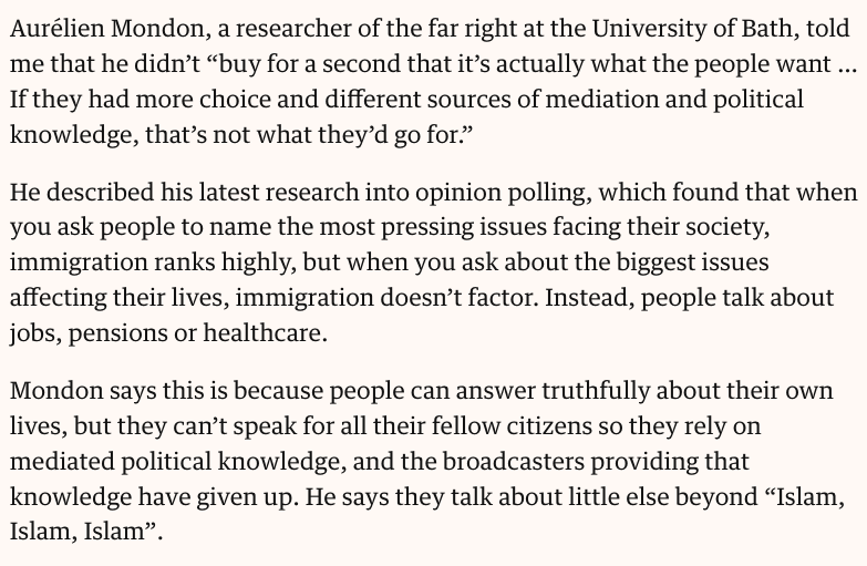 rivkahbrown's tweet photo. Interesting theory from @aurelmondon: people don't *actually* think immigration is an issue, they just have the vague impression it should be.

From this by @Oliver__Haynes: https://t.co/6kqtAeDkWq https://t.co/uqCAfszNsI