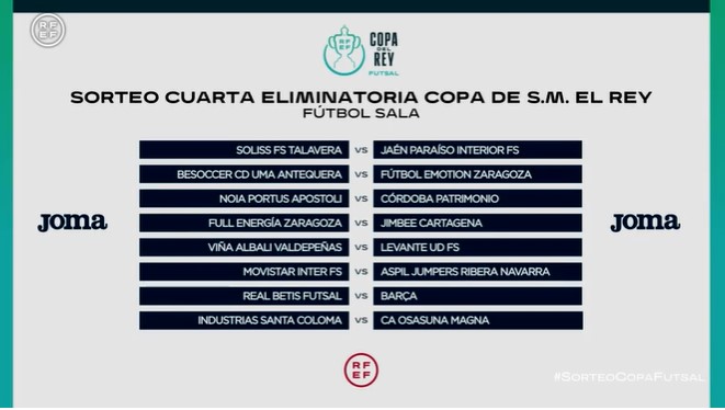 lpnsm's tweet photo. ⚔️ Así han quedado los emparejamientos para los octavos de final de la Copa de SM el Rey

⚽️ Los conjuntos de la Segunda RFEF Futsal actuarán como locales 

🗓️ La eliminatoria se disputará los días 15 y 16 de febrero https://t.co/P9IVp8uzLw