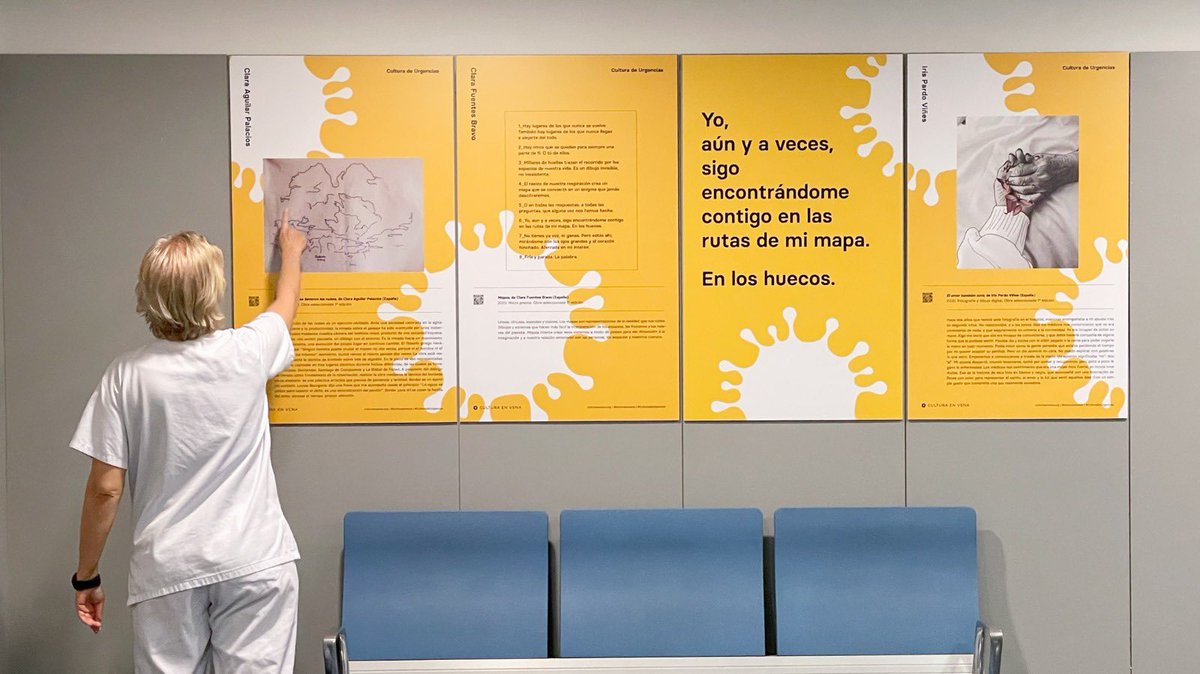 🖼️ La cultura es sanadora, por eso, la Fundación <a href="/CulturaEnVena_/">Cultura en Vena</a> la acerca a los sitios a los que no suele llegar

'Cultura de Urgencias' es una exposición que se puede ver en el Hospital Clínico San Carlos, con el apoyo de <a href="/AlemaniaDiplo/">Embajadora de Alemania en Madrid</a> y la colaboración de <a href="/cbamadrid/">Círculo de Bellas Artes - Casa Europa</a>