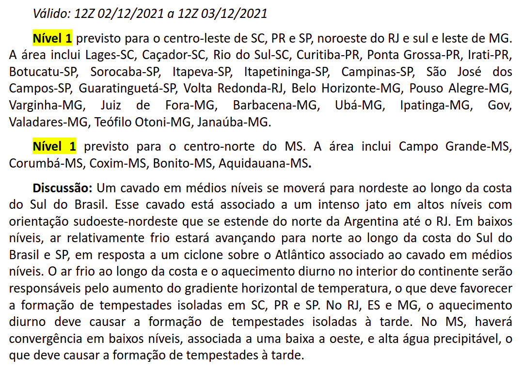 prevots_svr's tweet photo. Previsão convectiva de hoje (02/12/2021), válida até às 12Z de 03/12/2021. https://t.co/kAifSZxo3X