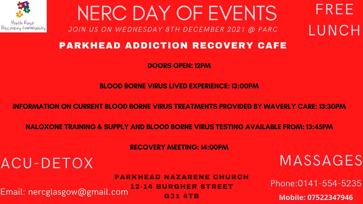 recovery_east's tweet image. Next week at @PARC 8th December - all welcome 🙂