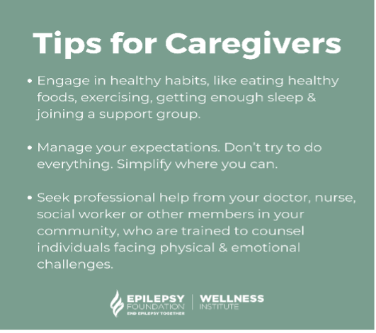 EpilepsyFdn's tweet photo. Managing stress is important for family & caregivers so they can stay healthy and be emotionally ready to support their loved one with seizures.
For more #WellnessInstituteTips tips to help caregivers stay well, visit: https://t.co/zWav2FyAhL https://t.co/qScrKO28C5