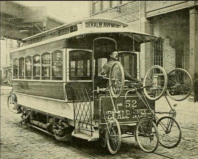 Transit &amp; bikes: always an obvious pairing. This was captioned 1898 where I saw it.