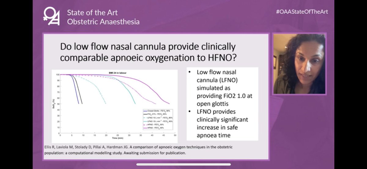 Dr Arani Pillai discusses HFNO and apnoeic oxygenation in #OBAnes. HFNO does not meet DAS standards for preoxygenation, but is that why we use it? Apnoeic oxygenation allows more time for rescue #oaasoa #OAAStateOfTheArt #OAAsota21