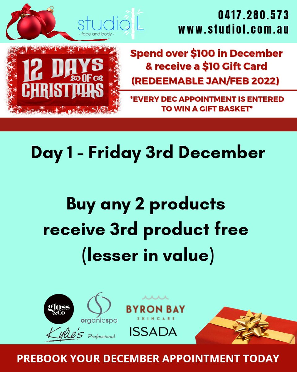 StudioLfaceandb's tweet photo. 🎄 24-HOURS CHRISTMAS DEALS🎄
Buy any 2 products receive 3rd products for FREE (lesser in value)
🛒ADD TO CART NOW: https://t.co/TIlxquxl9z
#organicspa #glossco #kyliesmineral #issada #byronbayskincare #nsw #goldcoast #christmas2021 https://t.co/G2ThshK36X
