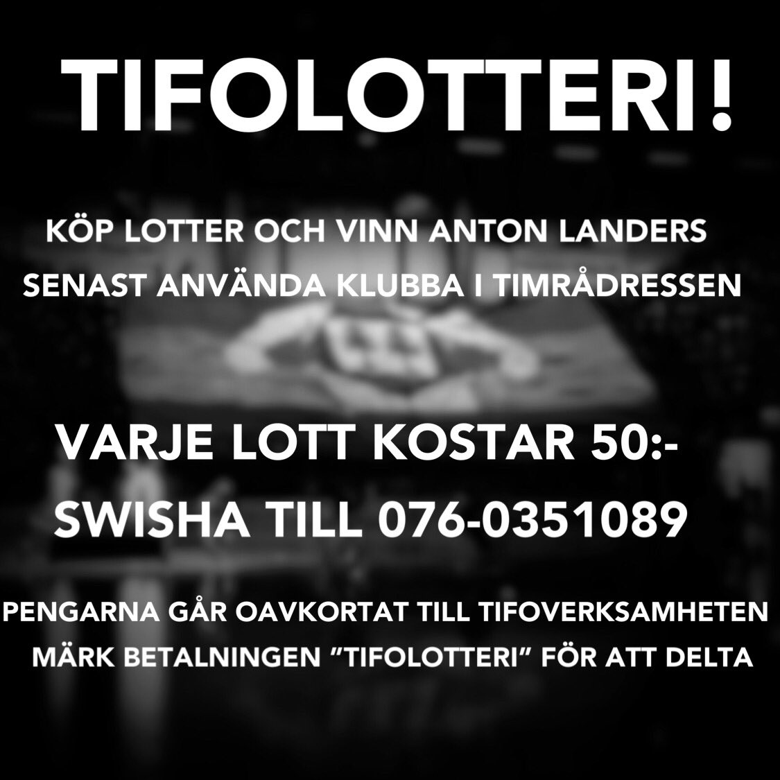 Minns ni den matchen? Hemma mot Djurgården när vi klarade kontraktet. Den klubban kan nu bli din. 50:- per lott. Swisha: 076-0351089. Lycka till!
