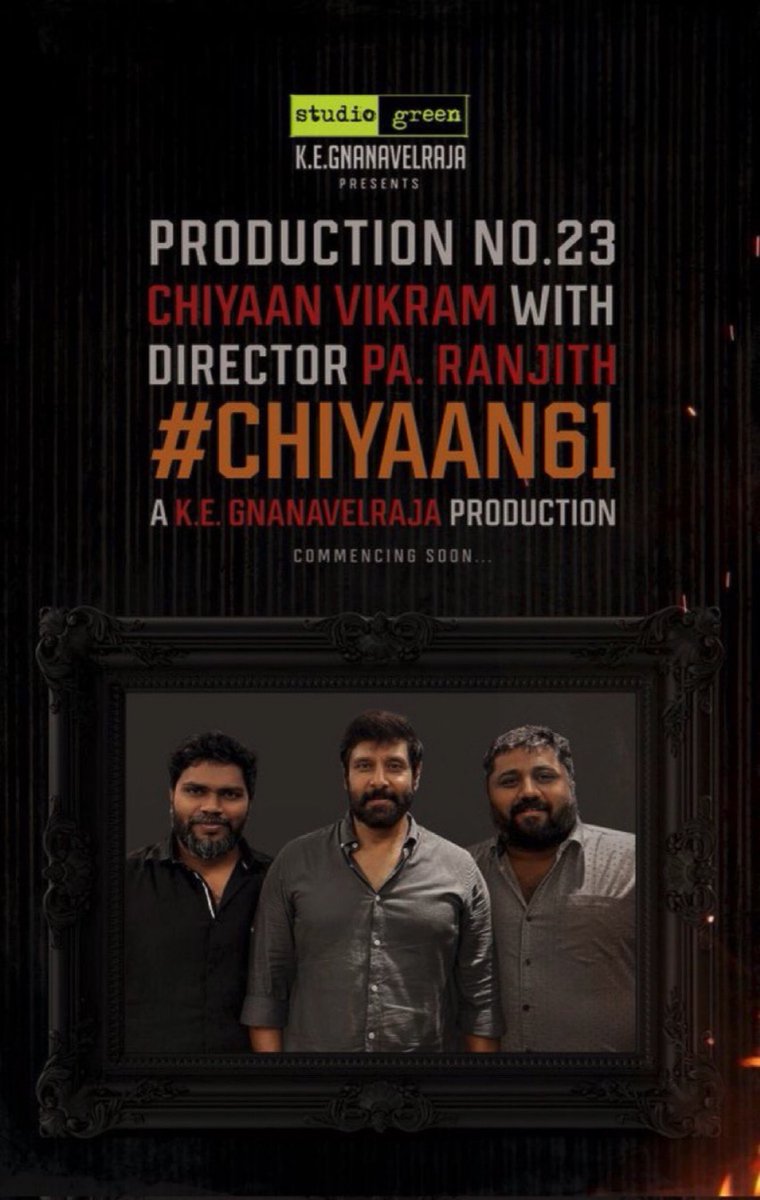 chimbu_deven's tweet photo. Fabulous combo.. congratulations @kegvraja sir @beemji bro & Vikram sir💐💐💐
@StudioGreen2
#StudioGreen23
#Chiyaan61 https://t.co/WgUbjC7XwB