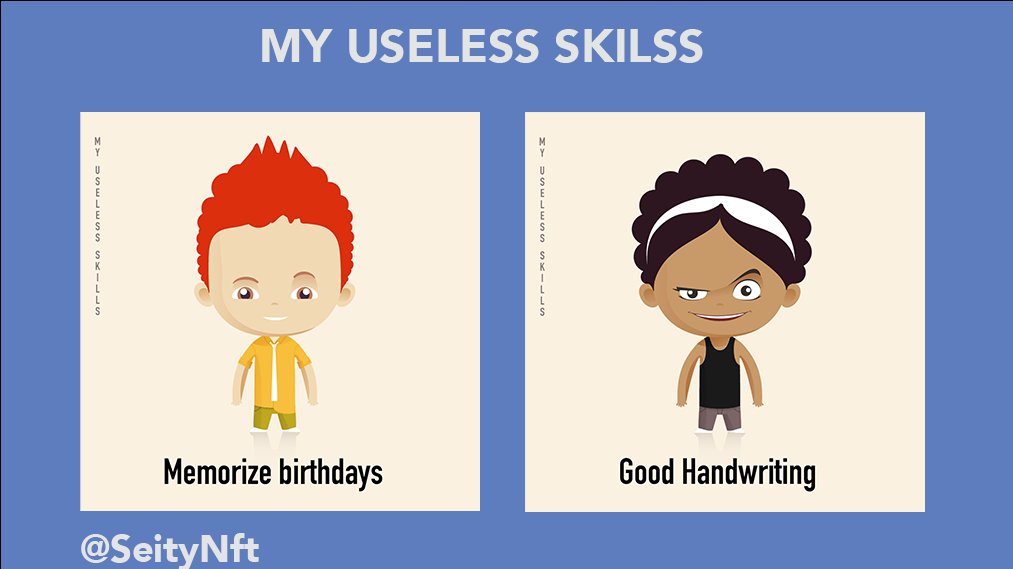 SeityNft's tweet photo. GM! 
80% of my skills are probably useless.. Comment below what are your USELESS SKILLS?. 
This is Theme #3 in the Seity collection.  
#Seity #NFT #Solana #NFTCommunity #SolanaNFT https://t.co/uvoLG7gUCT