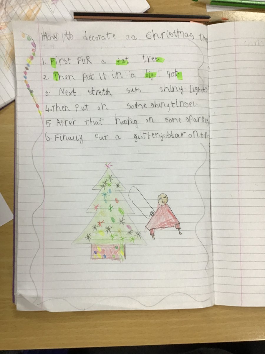 throckleyprim's tweet photo. Miss Robertson was PINE-ing for fantastic writing and that's exactly what she got! Year 1 have FIR sure tried their very best writing instructions on how to decorate a Christmas Tree! #PickaPineTree #ThrockleyWriters #ThriveAtThrockley https://t.co/hp9u2wOxZ0